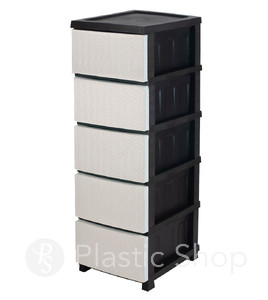 Комод пластиковый RIO black&white 5 ярусов