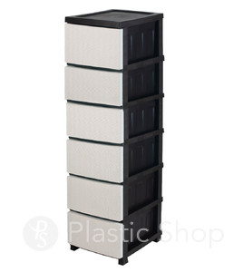 Комод пластиковый RIO black&white 6 ярусов