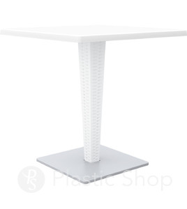 Стол Siesta с ножкой из ротанга 70*70 Riva 884 White
