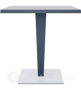 Стол Siesta с ножкой из ротанга 70*70 Riva 884 Dark Grey